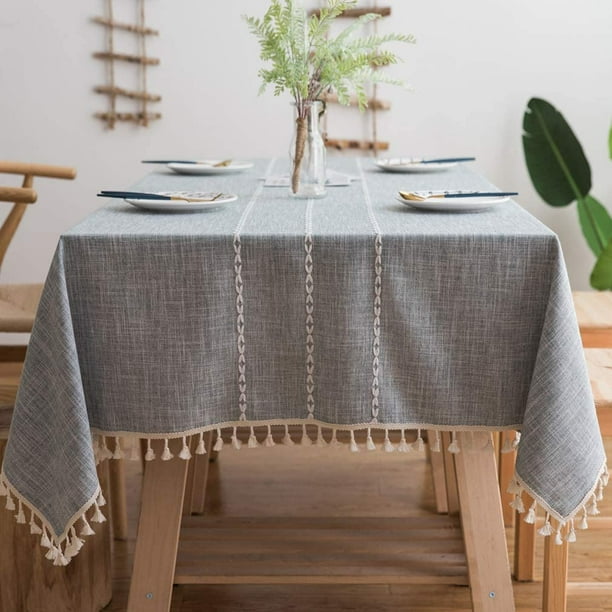 Rectangle Cotton Linen Tablecloth Table Cloth Cover Dust-Proof Dining Home Decor 